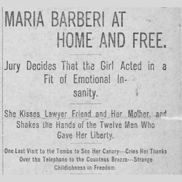 Articolo del New York Journal del 11 dicembre 1896 su Maria Barbella