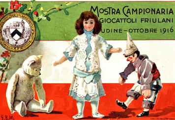 Cartolina Postale MOSTRA CAMPIONARIA GIOCATTOLI FRIULANI, UDINE, ottobre 1916.