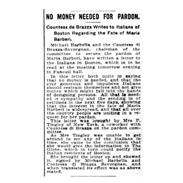 Articolo del The Boston Globe del 29 Luglio 1895 su Maria Barbella