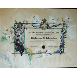 Diploma di Maestra, rilasciato a Luigia Furlani il 18 ottobre 1900.