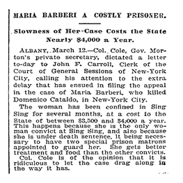 Articolo del New York Times del 13 marzo 1896 su Maria Barella