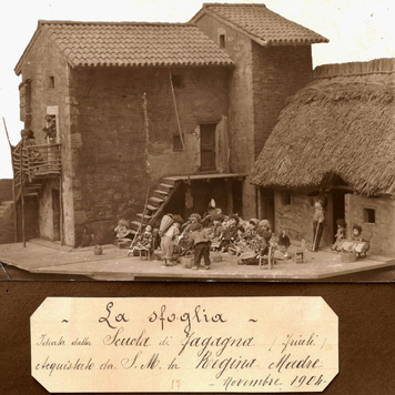 La sfoglia. Ideata dalla Scuola di Fagagna (Friuli), Acquistato da S. M. la Regina Madre, Novembre 1904.